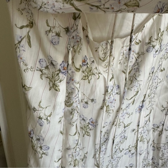 NWT H&M X Brock Collection Large White Floral Babydoll Mini Dress Cottage Core L - Picture 8 of 9